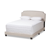 Baxton Studio Odette Modern and Contemporary Light Beige Fabric Upholstered Queen Size Bed